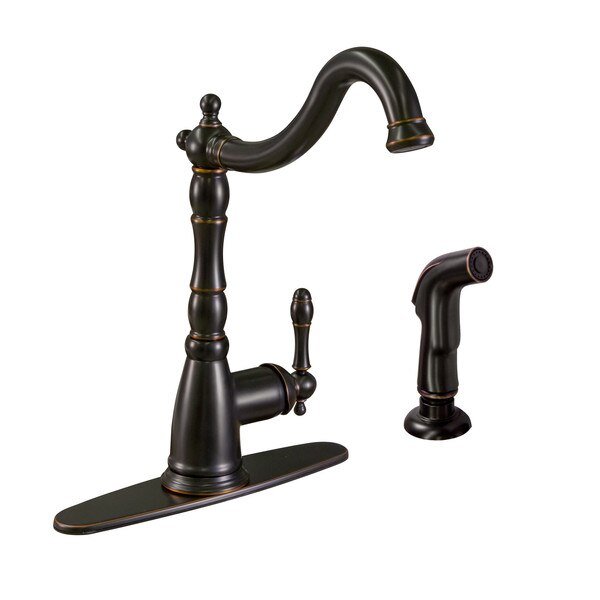 Oakmont Single-Handle Standard Kitchen Faucet W/ Side Sprayer, Bronze, Design House, Mfr#: 523217